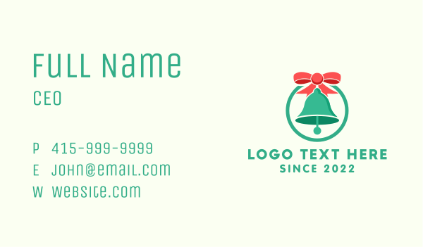 Ribbon Holiday Bell Business Card Design Image Preview