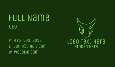 Green Leaf Bull Head Business Card
