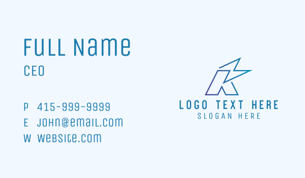 Electric Bolt Letter K  Business Card Design Image Preview