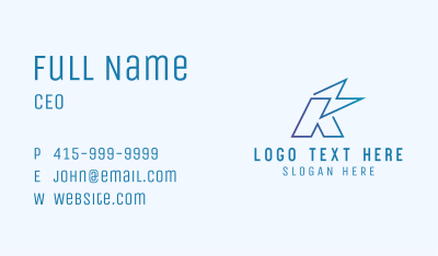Electric Bolt Letter K  Business Card