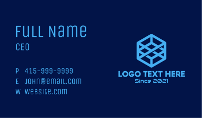 Cyber Blue Cube Business Card Image Preview