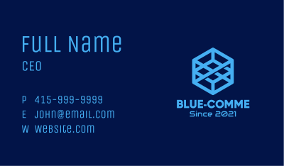 Cyber Blue Cube Business Card Image Preview