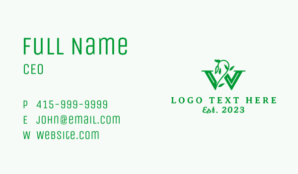 Vine Plant Letter W Business Card Design Image Preview