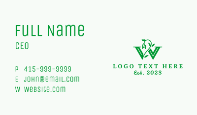 Vine Plant Letter W Business Card Image Preview