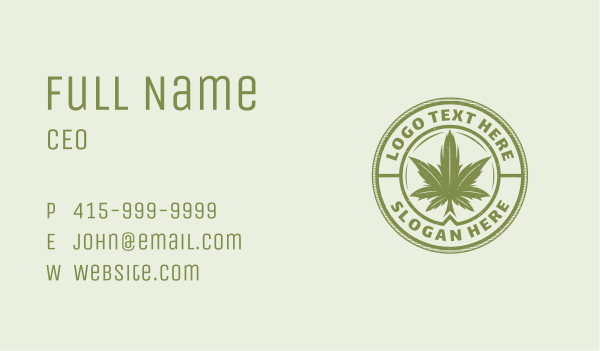 Medicinal Weed Leaf Business Card Design