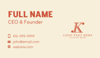 Vintage Boutique Letter K  Business Card Image Preview