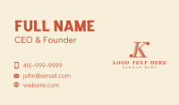 Vintage Boutique Letter K  Business Card Preview