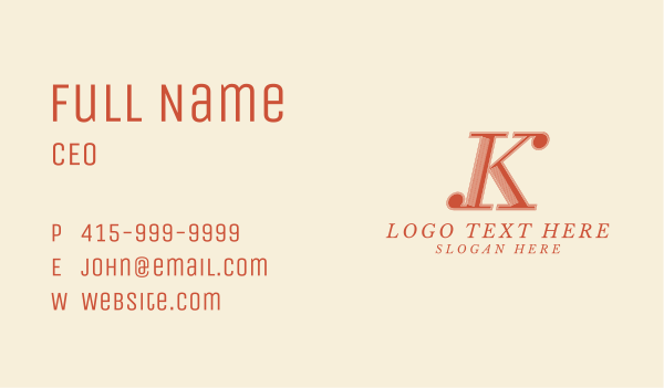 Vintage Boutique Letter K  Business Card Design Image Preview