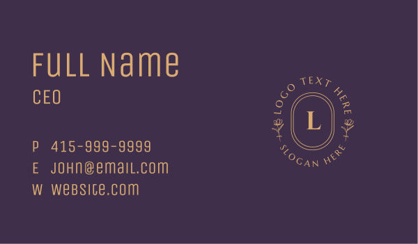 Luxury Flowers Oval Letter Business Card Design Image Preview