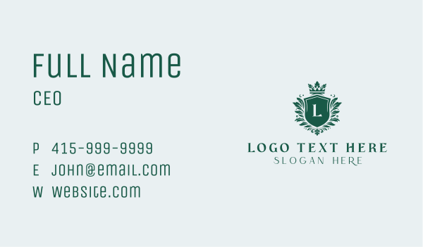 Leaf Royal Shield Business Card Design Image Preview