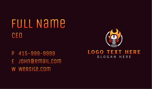 Flame Podcast Mic Business Card Design Image Preview