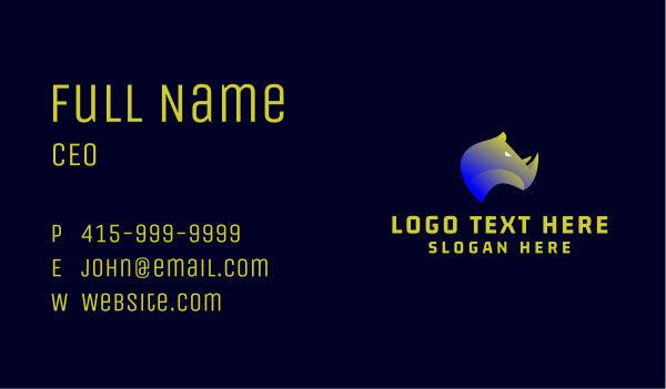 Gradient Rhinoceros Animal Business Card Design Image Preview
