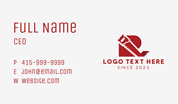 Red Saw Handyman Letter R  Business Card Design Image Preview