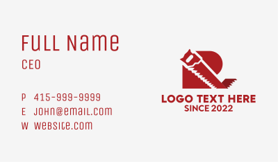 Red Saw Handyman Letter R  Business Card