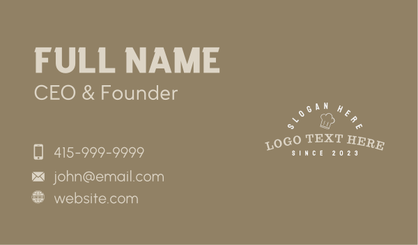 Chef Hat Wordmark Business Card Design