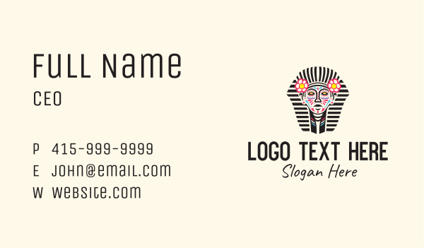 Decorated Pharaoh Sculpture Business Card Design Image Preview