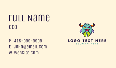 Cute Baby Horned Monster Business Card Image Preview