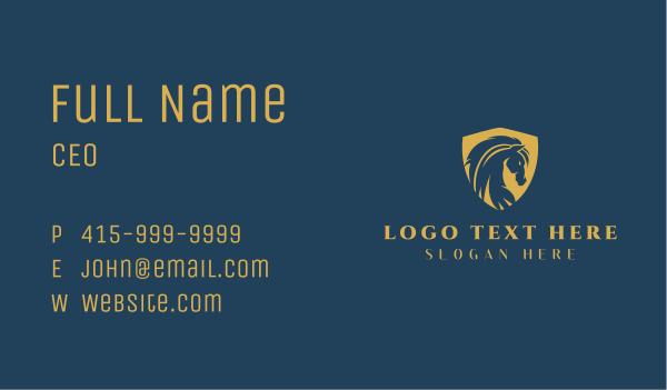 Golden Horse Shield Business Card Design Image Preview