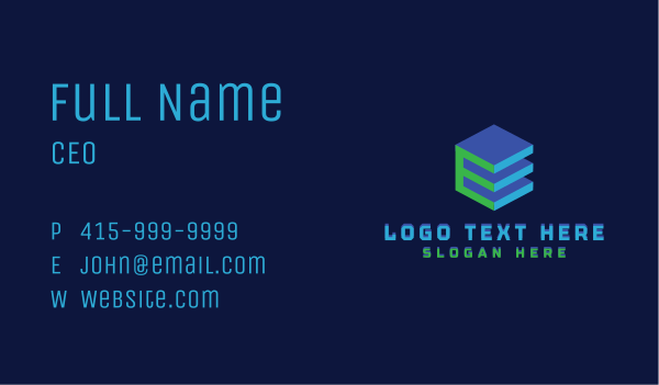 Tech Cube Letter E Business Card Design Image Preview