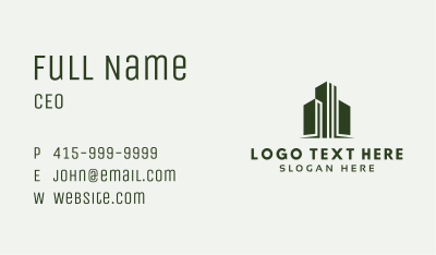 Green Skyscraper Hotel Business Card Image Preview