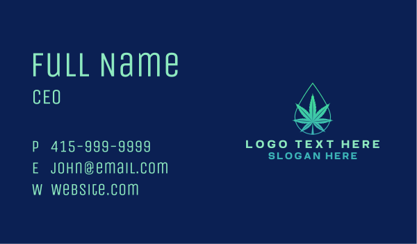 Marijuana Weed Droplet Business Card Design Image Preview