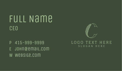 Green Leaf Letter C Business Card Image Preview