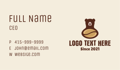 Bear Coffee Bean Business Card Image Preview