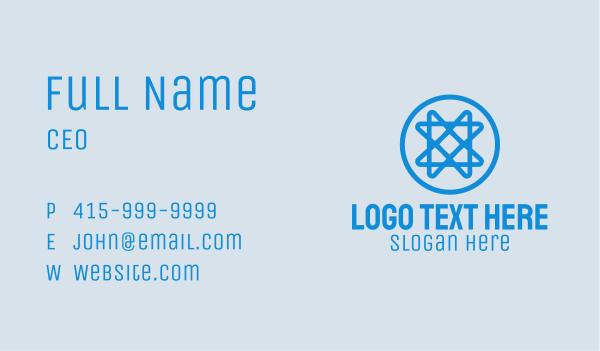 Blue Nucleus Monoline Business Card Design Image Preview