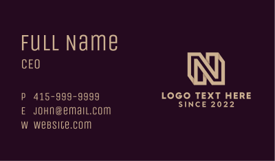 Brown Letter N Business Card