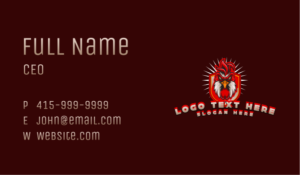 Rooster Gaming Shield Business Card Design Image Preview