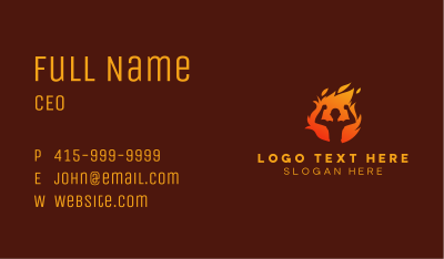 Bodybuilder Flame Muscle Business Card Image Preview