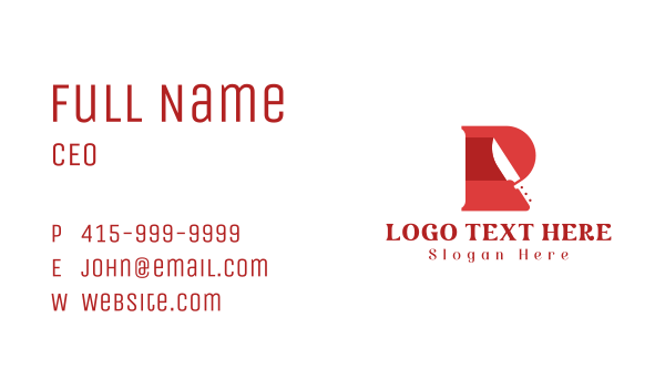 Red Chef Knife Letter R Business Card Design Image Preview