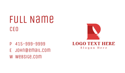 Red Chef Knife Letter R Business Card Image Preview