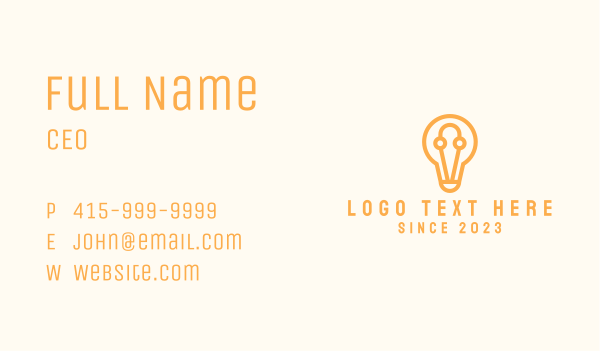 Orange Vintage Bulb Business Card Design Image Preview