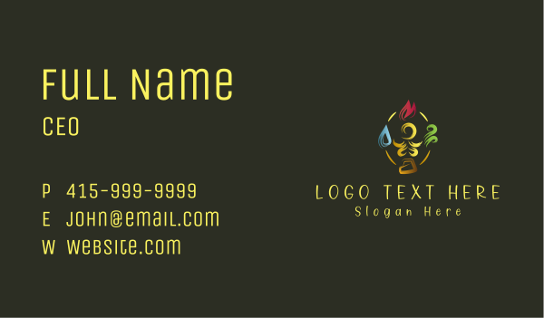 Gold Yoga Elements Business Card Design Image Preview