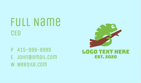 Cute Green Chameleon Business Card Design Image Preview