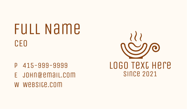 Coffee Swirl Cup Business Card Design Image Preview