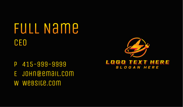 Electric Energy Plug  Business Card Design Image Preview