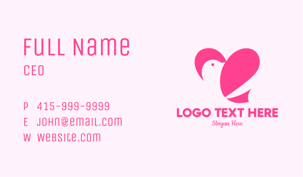 Pink Heart Dove Business Card Design Image Preview