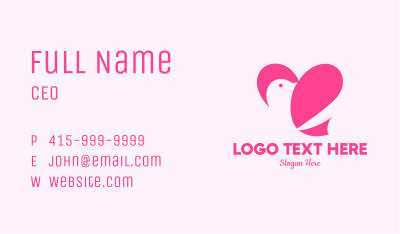 Pink Heart Dove Business Card