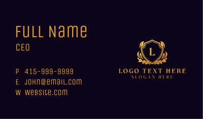Gold Herbal Shield Letter Business Card Image Preview