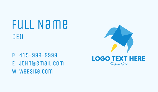 Blue Envelope Rocket Business Card Design Image Preview