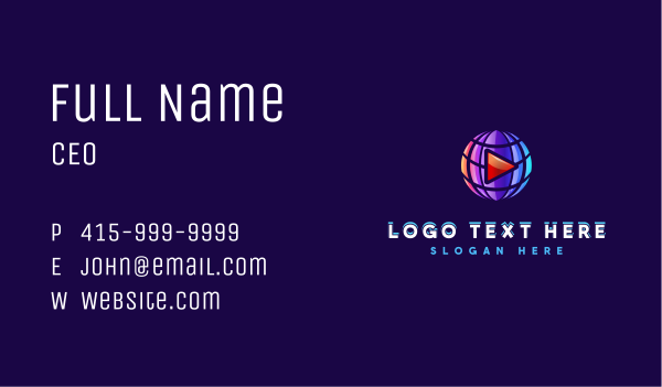 Globe Media Player Business Card Design Image Preview