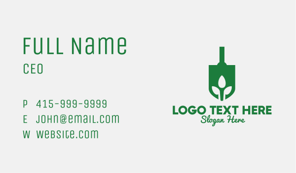 Green Garden Shovel Spade Business Card Design Image Preview