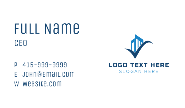 Blue Check Building Business Card Design Image Preview
