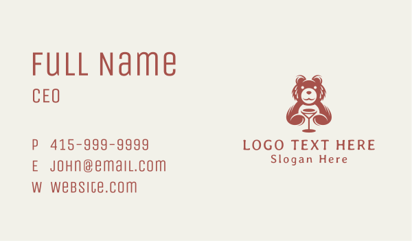 Wine Bear Sommelier Business Card Design Image Preview