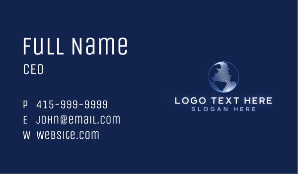 Globe Digital Technology Business Card Design Image Preview