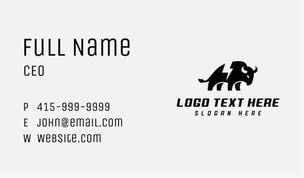 Lightning Electric Bison Business Card Design Image Preview