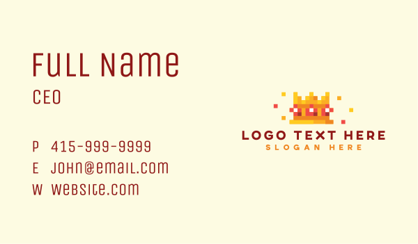 Crown Pixel Gaming Business Card Design Image Preview
