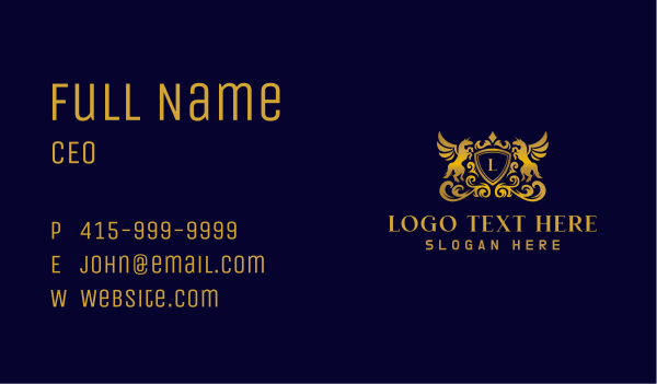 Luxury Pegasus Shield Business Card Design Image Preview